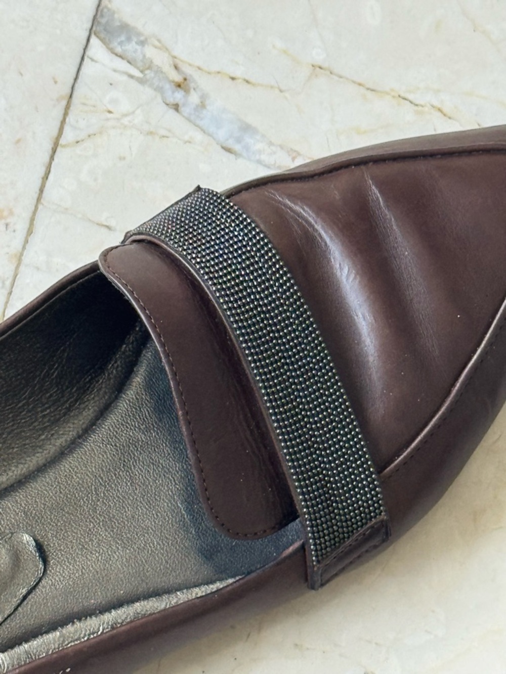 AUTHENTIC Brunello Cucinelli Monili Brown Leather Loafers - Picture 7 of 8